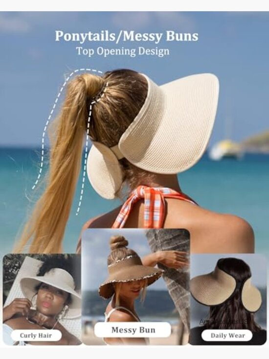 Straw Sun Hat with UPF 50+ Protection and Ponytail Opening main image 7